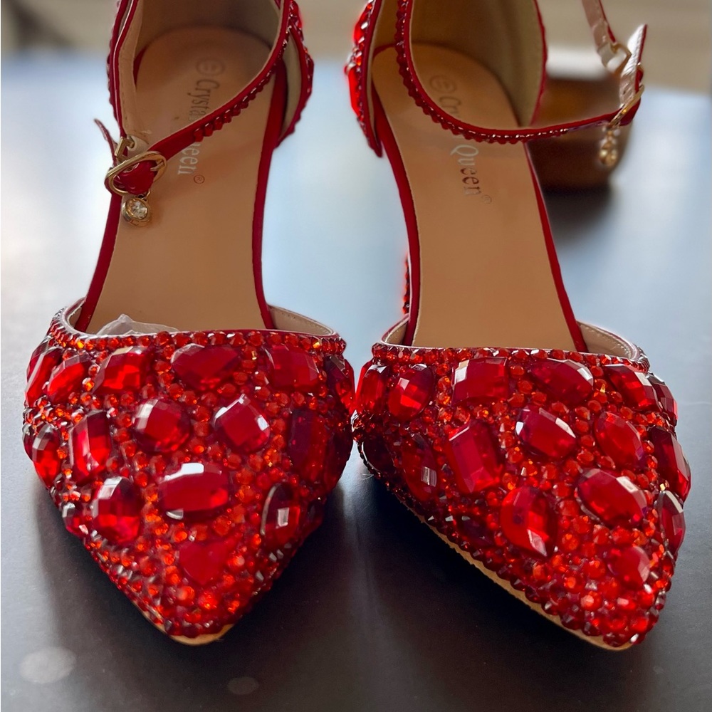 Beautiful red crystallized heels.
